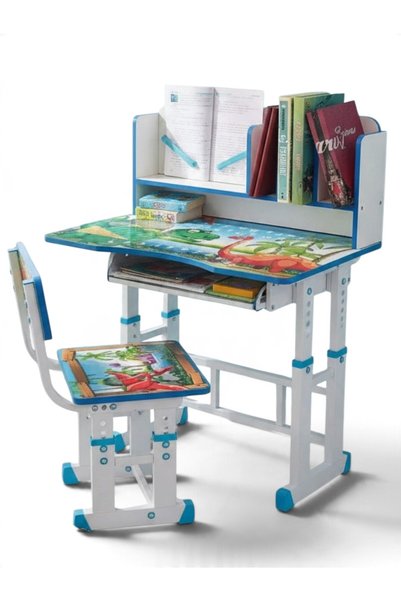 OEM Set De Birou Cu Scaun Pentru Copii, Cadru Metalic, Înălțime Reglabilă, Ra...