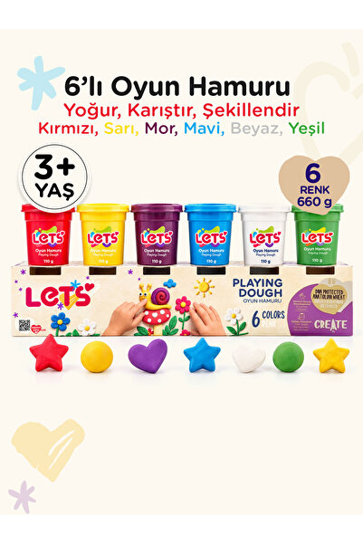 Lets Oyun Hamuru Seti 6 Renk 660 g (Yumuşak · Tekrar Kullanılabilir Kavanoz) ...
