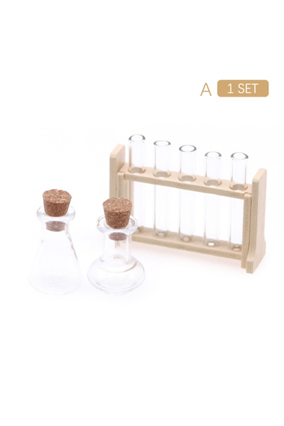 Choice A 1Set 1:12 Dollhouse Miniature Test Tube Measuring Cup with Rack Labo...