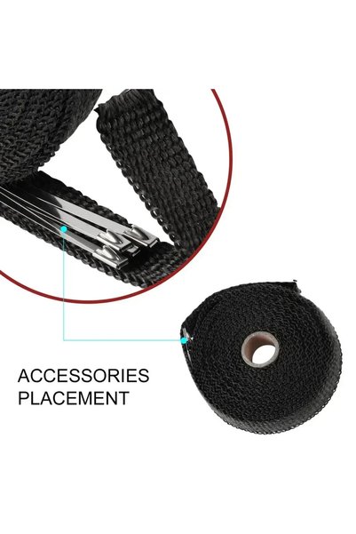 Choice4 Black Mid-pipe 5M Roll Fiberglass Heat Shield Motorcycle Exhaust Ther...