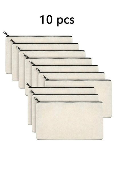 Choice 10 pcs 10/20/40/60 PCS Canvas Zipper Bags Multifunctional Blank DIY Cr...