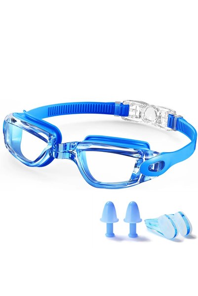 Choice5 Sky Blue Swimming Goggles Professional Waterproof Swim Eyewear Glasse...