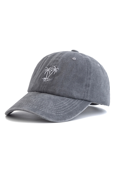 Choice 56cm-60cm Grey New Unisex Washed Cotton Cap Coconut Tree Embroidery Vi...