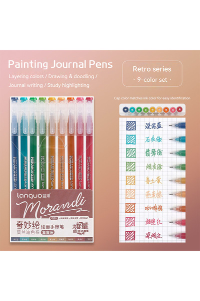 Choice Retro 9Pcs 9pcs Set Morandi Color 0.5mm Gel Pen for Student Writing Pa...