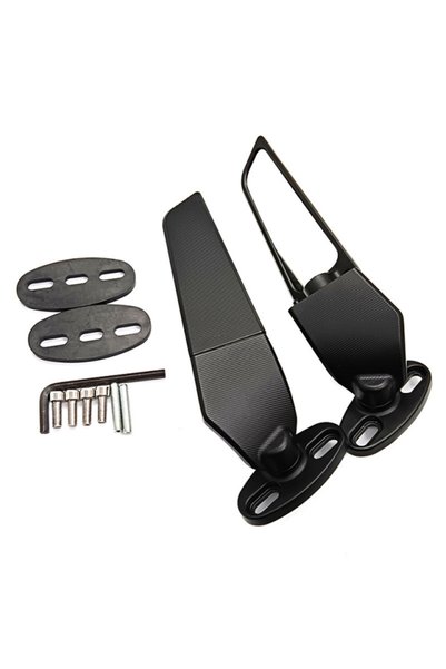 Choice Black Motorcycle Wing Mirrors Adjustable Rotating Rearview Side Mirror...