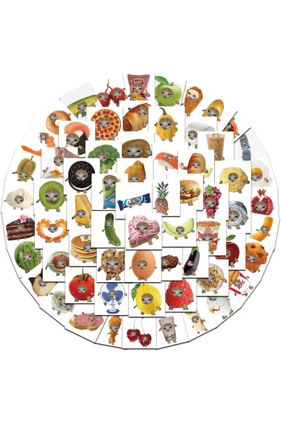 Choice 69PCS 69pcs Funny Meme Cat And Food Cute Graffiti Stickers For Toy Lug...