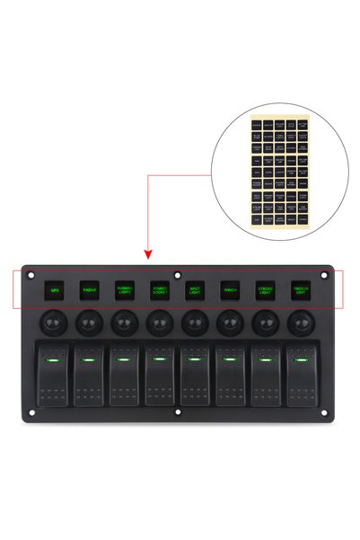 choice2 لوحة مفاتيح كهربائية بحرية خضراء بـ 8 أزرار مع قواطع دوائر وإضاءة LED...