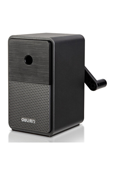 Deli Black Adjustable Pencil Sharpener with Long Lasting Blade Hand Crank Tab...