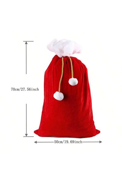 Choice 50x70cm Red Large Red Velvet Christmas Bag with White Pompom , Fluffy ...
