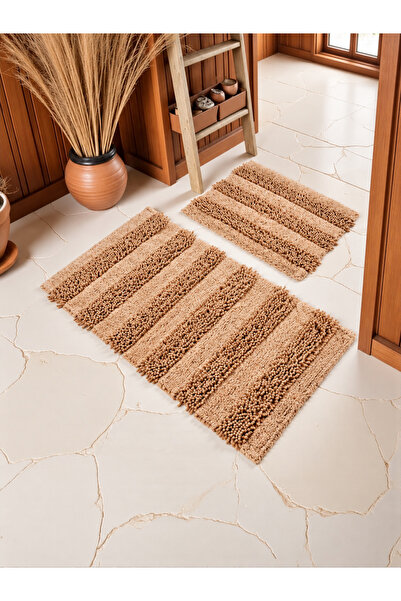 df home Ciremaya Cotton Bath Mat Set (60X100)(50X60)Coffee+-