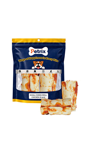 Petrix Small Cheek Roll Chicken Flavour Dog Chew Treat (6 Inch, 2 Pcs)
