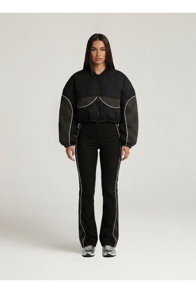 ŞEBNEM GÜNAY Stripped Crop Padded Coat