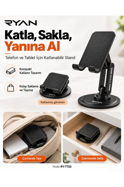 Ryan Desktop Phone Holder Tablet Stand Foldable 360 °   Rotatable