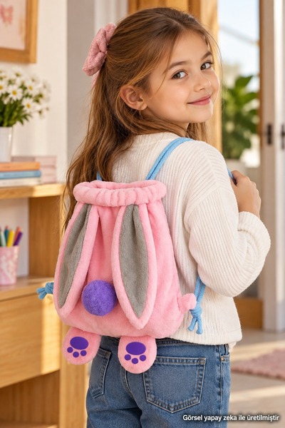 Generic Brand Rucsac Pabtex Rabbit Ear – țesătură de pluș, model cu detaliu d...