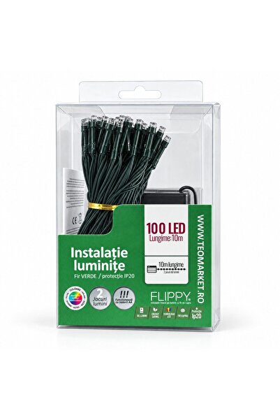 Flippy Instalatie Luminoasa de Craciun, Flippy, Tip Sir, 100 LED-uri, cu Bate...
