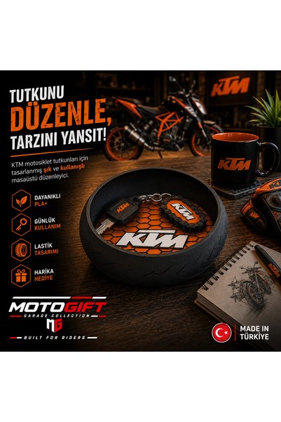 Ümraniye3d وعاء سلسلة مفاتيح مكتبي بتصميم مطاطي خاص لعشاق دراجات KTM النارية