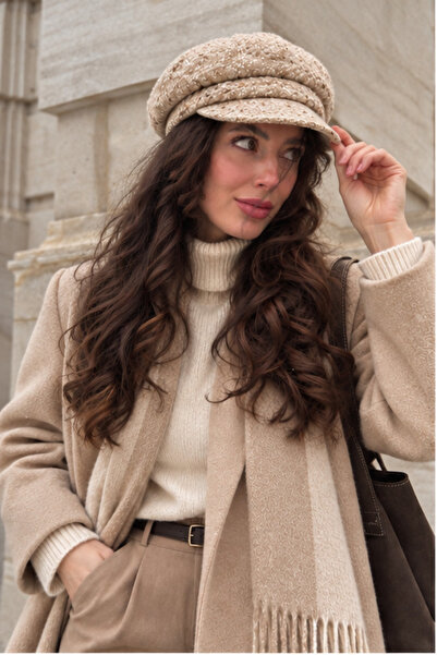 Mollycrush Șapcă de iarnă vintage tip Newsboy |   Șapcă de damă Newsboy bej