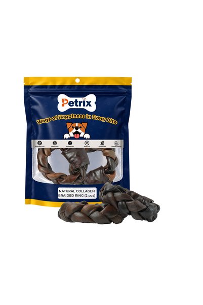 Petrix Natural Collagen Braided Ring Dog Chew Treat (2 Pcs)