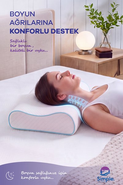 Simple. The Pillow Pernă Visco Ortopedică cu Suport pentru Gât, Dimensiune Me...