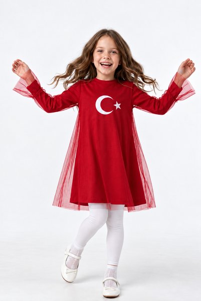 assef Kız Çocuk %100 Pamuklu Türk Bayraklı Tişört - 23 Nisan ve 29 Ekim Okul ...