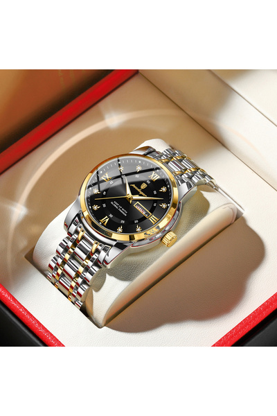 Choice5 936 Gold Black POEDAGAR Luxury Business Man Wristwatch Date Week Wate...