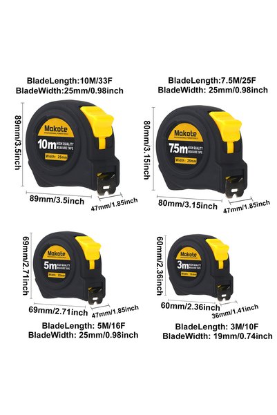 Choice1 3M 10ft black Steel Retractable Measuring Tape Measure by Imperial In...