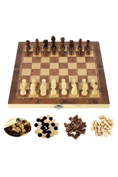 Choice 24CM Chess Board 3 in 1 Chess Board, Folding Wooden Portable Chess Gam...