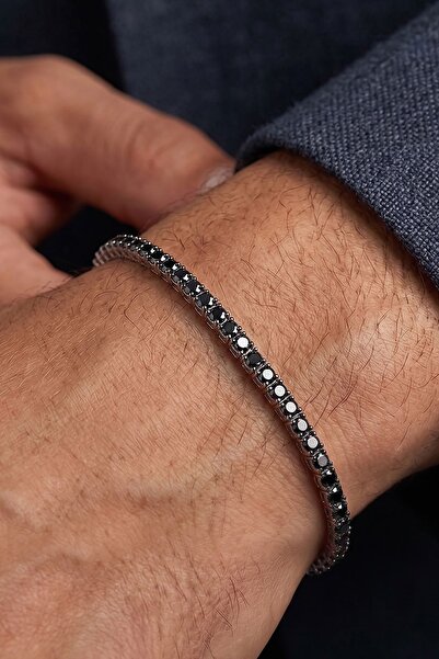 Iryum 1.15ct Siyah Pırlantalı Su Yolu Bileklik