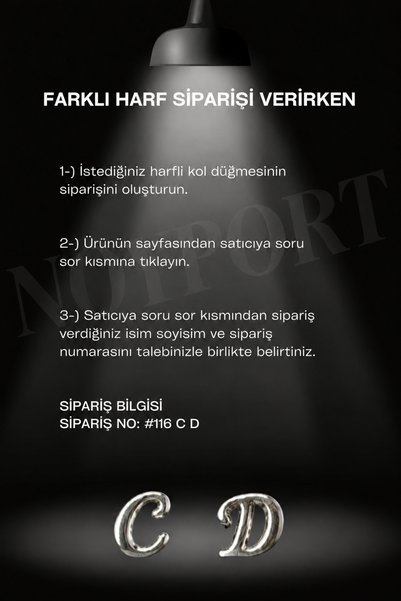 BAYEFENDİ Çift Harfli Gümüş Renk Kol Düğmesi Z Harfi