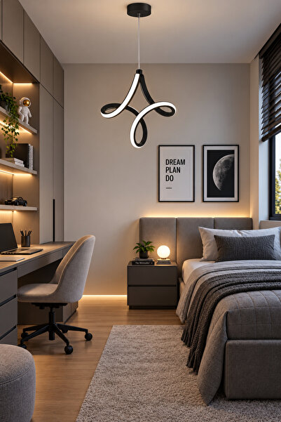 Elektroyou Yıldız Mimari Tasarım Siyah Modern Ultra Power Beyaz Ledli Avize