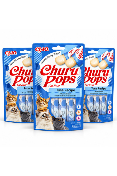 Inaba Churu Pops Рецепта с риба тон за котки, комплект от 3 опаковки по 4 саш...