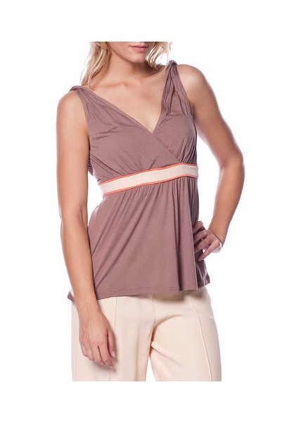Roman V Yaka Askılı Bluz Kahve Y1343003_005