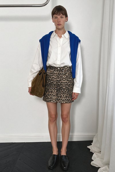 Mathilda Store Leopar Desenli Denim Mini Etek