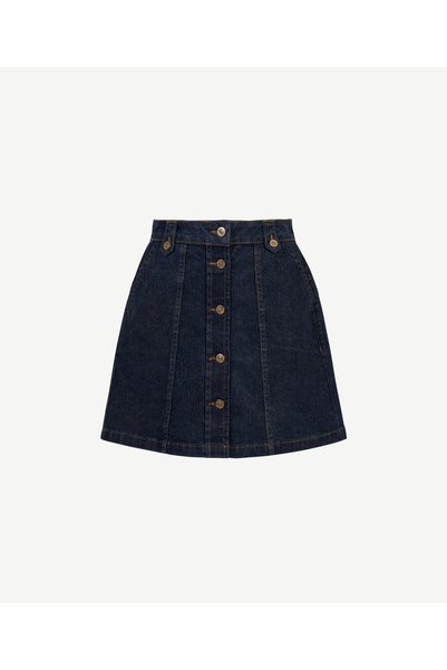 Yargıcı Denim Düz Normal Bel Etek