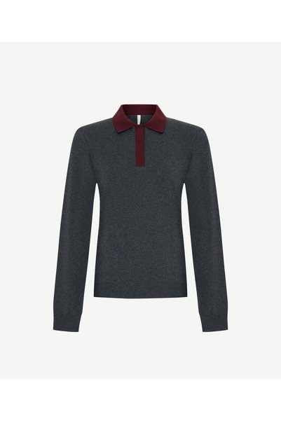 Yargıcı Cotton Regular Polo Collar Long Sleeve Sweater