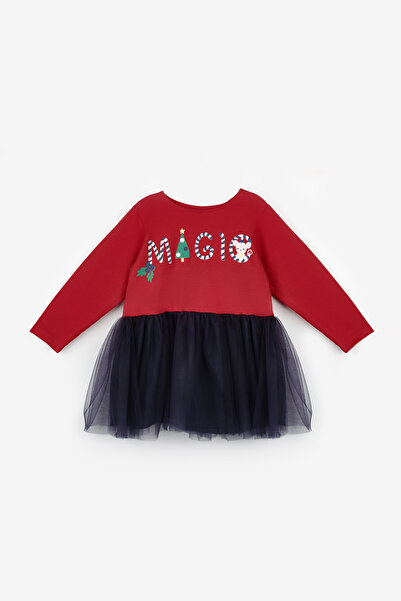 Le Mabelle Marineblaues, weihnachtliches, magisches, langärmliges Mädchenklei...