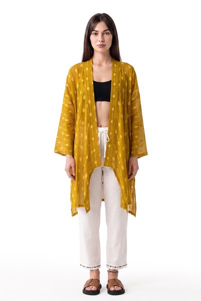 Roman Kuşaklı Desenli Kimono Standart Renk Y2262101_089