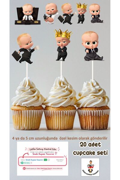 Sinek Kupası Tasarım Ornament pentru cupcake cu tematică Boss Baby, cu scobit...