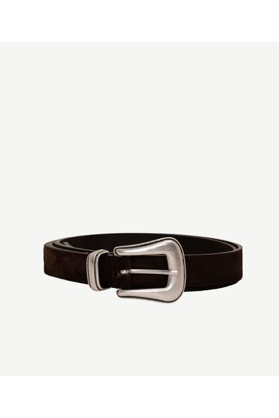 Yargıcı Patterned Leather Belt with Metal Buckle Detail