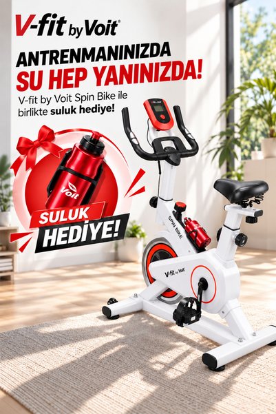 VFİT Db100 Pro Beyaz Spin Bike Elden Nabız Ölçer Direnci Ayarlanabilir