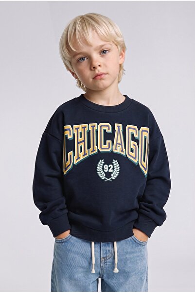 DeFacto Übergroßes Chicago bedrucktes dickes Sweatshirt für Babys (Jungen) I4...