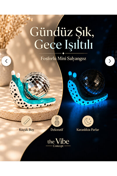 The Vibe Concept El Yapımı Fosforlu Disko Topu Aynalı Salyangoz Turkuaz – Kar...