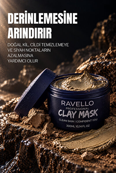 RAVELLO Men's Clay Mask 300ml – Pore Firming & Anti-Blackhead