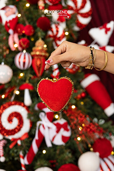 Dekorsende Christmas Tree Ornament Heart Red 10 cm