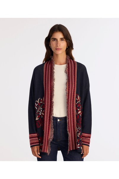 Yargıcı Shawl Collar Long Sleeve Cardigan