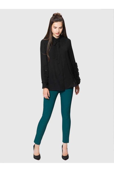 Roman Cep Detaylı Skinny Kadın Pantolon Yeşil K1812008_012