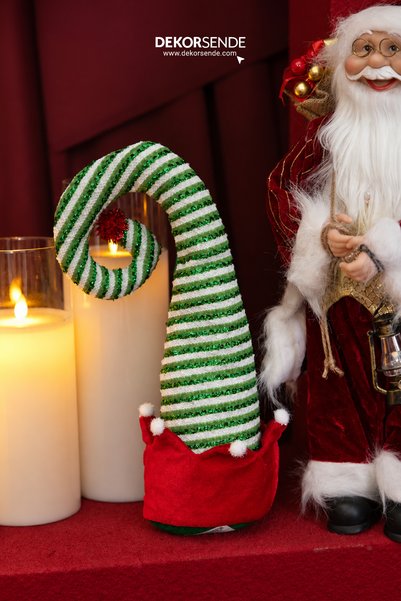 Dekorsende Christmas Ornament Glittery Elf Hat Red Green 36 cm