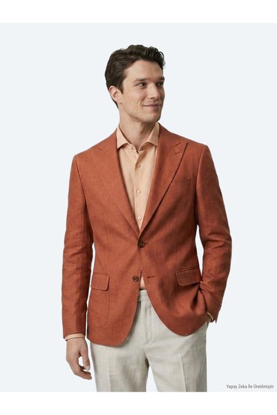Kip Tile Plain Modern Fit 100% Linen Jacket
