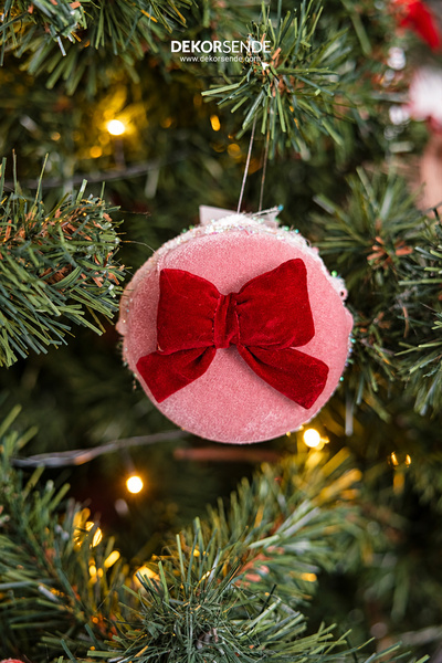 Dekorsende Christmas Tree Ornament Macaron Velvet Pink 10 cm