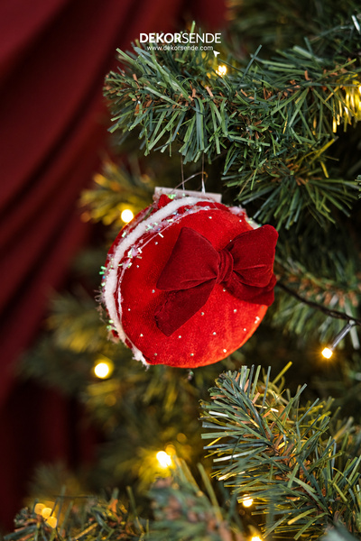 Dekorsende Christmas Tree Ornament Macaron Velvet Red 10 cm